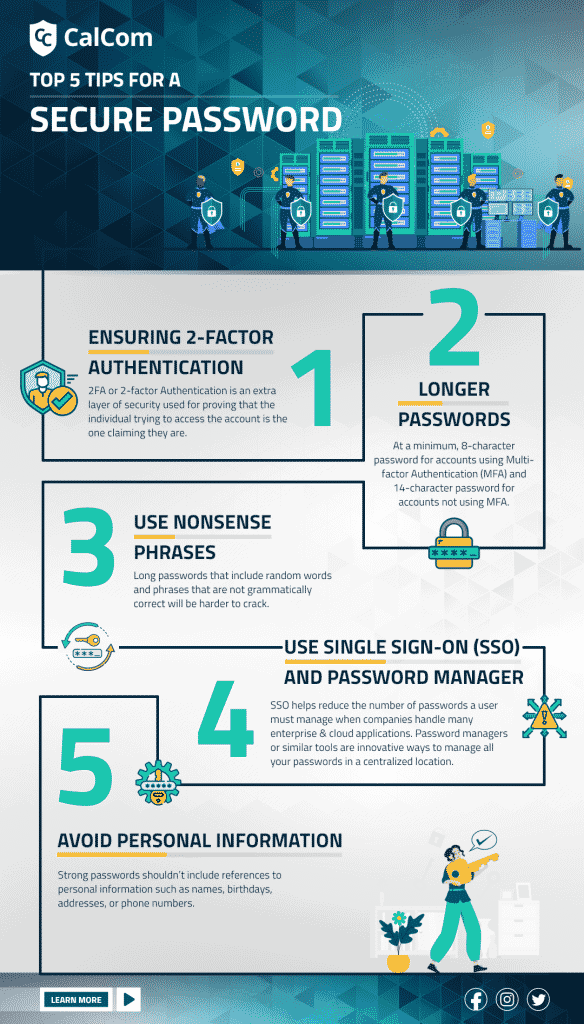 Infographic: TOP 5 TIPS FOR A SECURE PASSWORD | CalCom