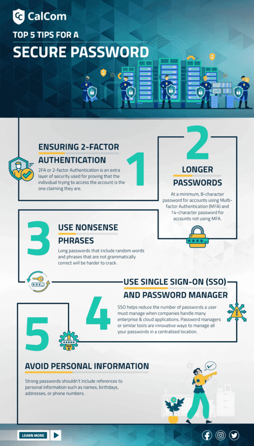 Infographic Top 5 Tips For A Secure Password Calcom