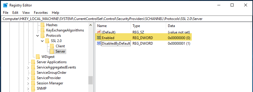 disable sslv2 enabled set to 0