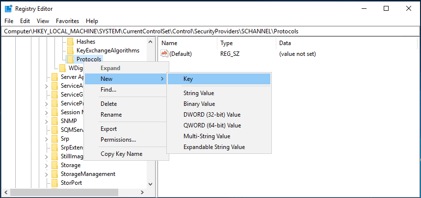 disable sslv2 expand hkey local machine